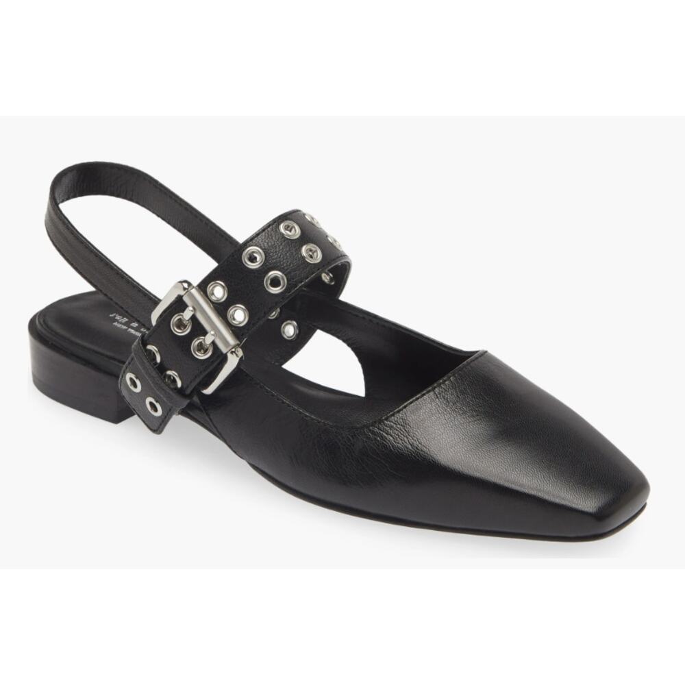 Rag & Bone Astra Mary Jane Leather Slingback Flat in Black, Size 39